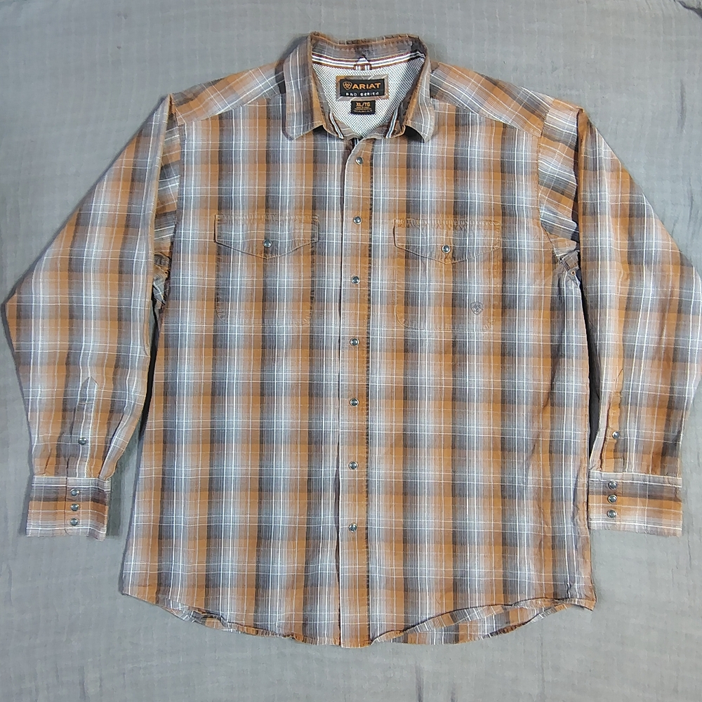 Ariat Pro Series Shirt Size XL‎ Long Sleeve Plaid Pearl Snap Western Button